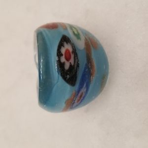 Murano Style Glass Millefiori Flowered Multicolored Dome Cocktail…